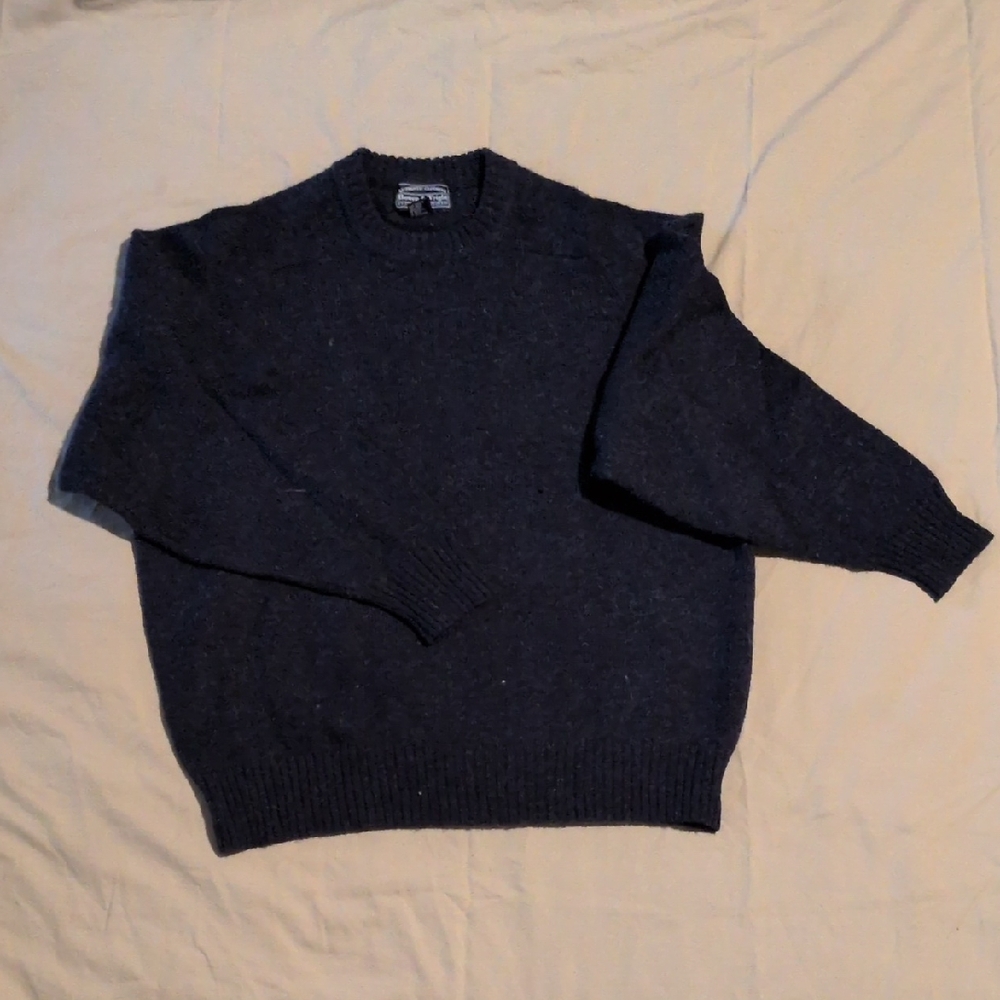 Bowen & Wright Shetland Wool Sweater, Navy Blue, XL